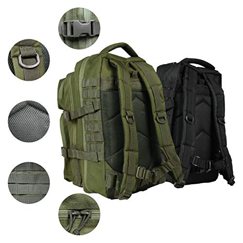 OSAGE RIVER MOLLE Fishing Backpack with Rod Holder - 600D Large Tackle Bag for Trays and Fishing Accessories - Tactical Backpack for Camping, Traveling, Hunting - Crocodile Green - color: Crocodile Green
