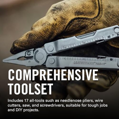 LEATHERMAN, Rebar Multitool with Premium Replaceable Wire Cutters and Saw, Stainless Steel - color: Silver
