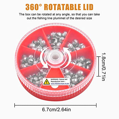 Split Shot Fishing Weights Kit, 4.23oz/Box Round Split Shot Fishing Sinkers Removable Small Fishing Egg Weights Fishing Gear Tackle 7 Sizes - color: 120g Red Box Kit (7sizes)