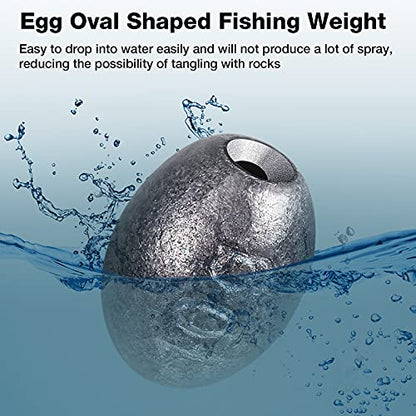Sumind 20 Pieces Egg Sinkers Fishing Bass Weights Drop Egg Sinker Fishing Bottom Tackle Casting for Olive Freshwater Saltwater, 10g, 3/8oz