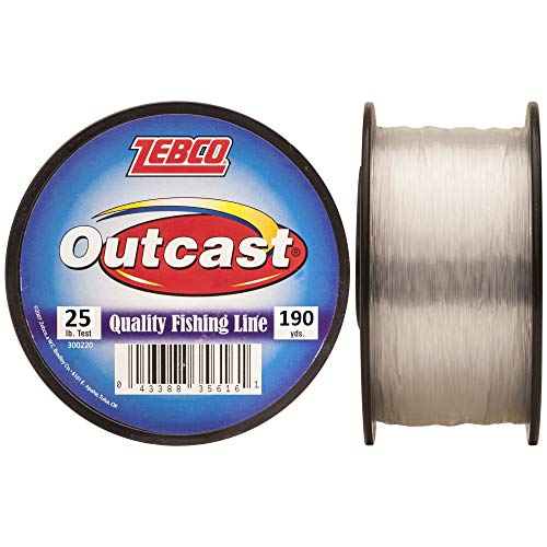 Zebco Outcast Monofilament Fishing Line, Low Memory and Stretch, High Tensile Strength - color: Clear, size: 190-Yard/25-Pound