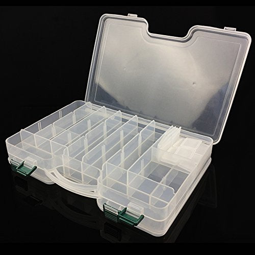 2 Sided Fishing Tackle Box, White | 44 Compartments, Large, Fishing Lure Storage, With Dividers