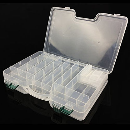 2 Sided Fishing Tackle Box, White | 44 Compartments, Large, Fishing Lure Storage, With Dividers