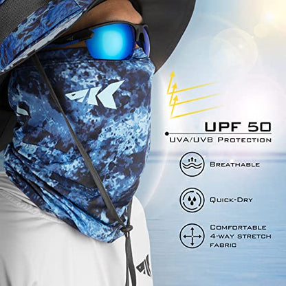 KastKing Sol Armis Neck Gaiter - UPF 50 Face Mask - UV Sun Protection Mask for Men & Women, Fishing, Hiking - color: J: Boulder Camo Calypso