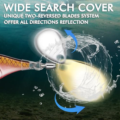 TRUSCEND Vibespinner Easy Catch Fishing Lures with BKK Hooks, Tail Spinner Baits with 4 Actions, Vibrating Swimming Flashing & Jigging for More Bites, Spoon Lures for Bass Trout Crappie Walleye Pike - color: A2-3/8oz-10.5g