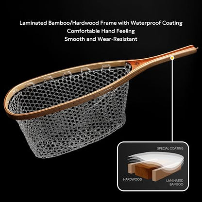 SF Fly Fishing Landing Net Soft Rubber Mesh Trout Net Catch and Release Net - style: Square Head Combo C