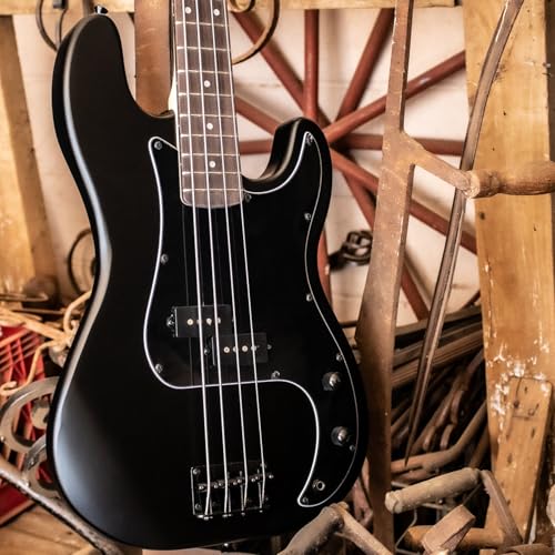Sawtooth EP Series Electric Bass Guitar, Satin Black w/Black Pickguard - color: Satin Black, style: Right Hand