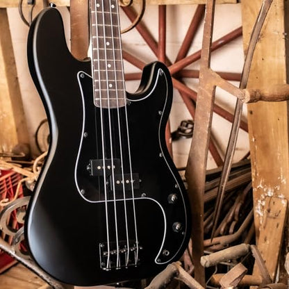 Sawtooth EP Series Electric Bass Guitar, Satin Black w/Black Pickguard - color: Satin Black, style: Right Hand