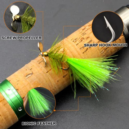 Fly Fishing Poppers Fly Fishing Dry Flies Topwater Fishing Lures Bass Popper Flies Bugs Lures Panfish Bait Fly Trout Bobber Flies Kit for Bass Trout Panfish Bluegill Salmon - color: C: 5pcs Hand Tied Fly Fishing Flies