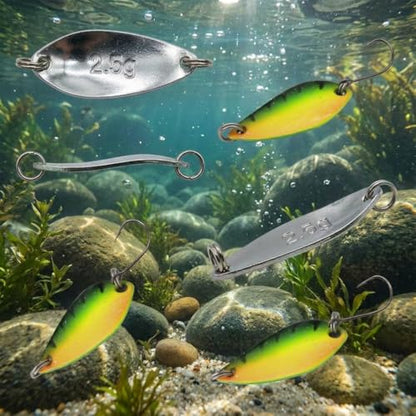 10pcs Fishing Lures with Single Hook 1.2 inch Multicolor Trout Spoon Fishing Spoons Set with Storage Box for Trout, Salmon, Bass Fishing - color: 1/5oz x 10 pcs