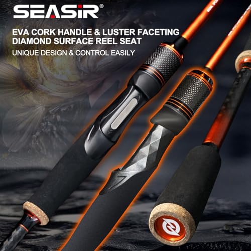 SEASIR CastX Medium Heavy Fishing Rod, Medium Light Spinning Casting Rod, 2 Piece Baitcasting Rod, Saltwater Freshwater Baitcaster Rod, Fast Action, 40T Carbon Fiber, EVA & Cork Grip, Zirconia Ring - style: 2.1m/S702-mh