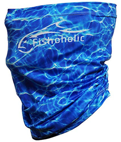 Fishoholic Fishing Face Mask Neck Gaiter Hunting Buff - 3 Colors - UPF50+ Sun Protection Fishaholic Fishing Gift - color: Blue H2o Camo