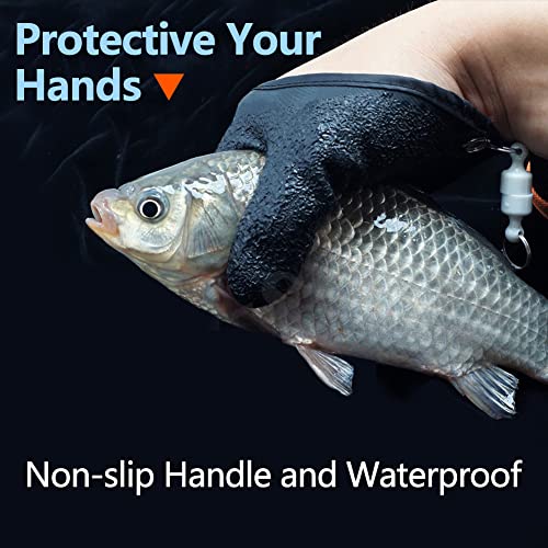 2PCs Fishing Gloves with Magnetic Buckle Non-Slip & Waterproof Fish Gloves for Handling Fishmen Gloves for Men