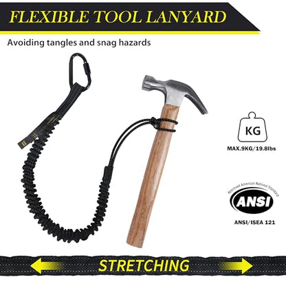 TRSMIMA Safety Tether Tool Lanyard - 12 Pack Safety Tool Leash Shock Absorbing Strap Lock Carabiner Roofing Work for Window Cleaners Roofers - size: 12-pack