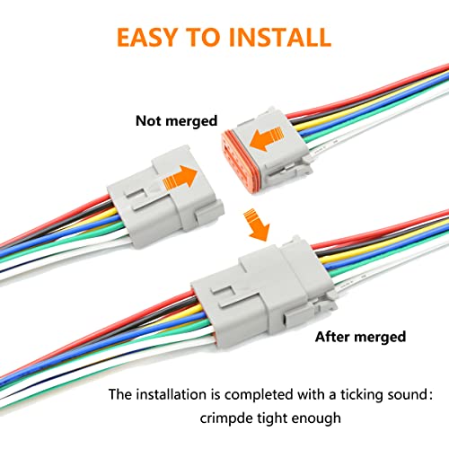 4 Set 12 Pin DT Connector Waterproof Automotive Electrical Butt Connector 16 AWG Wire Connectors Kit with Waterproof Heat Shrink Tubing for Car Truck Boat, 4 Kits (F- 12Pin Wiring 4Pair)… - size: DT Connector 4 Sets 12 Pin
