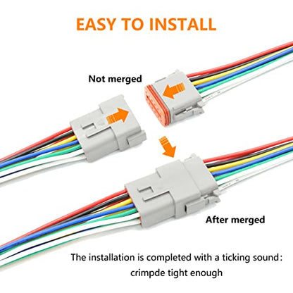 4 Set 12 Pin DT Connector Waterproof Automotive Electrical Butt Connector 16 AWG Wire Connectors Kit with Waterproof Heat Shrink Tubing for Car Truck Boat, 4 Kits (F- 12Pin Wiring 4Pair)… - size: DT Connector 4 Sets 12 Pin