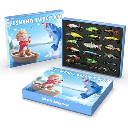 41 Pcs Fishing Lures Kit for Bass Trout & Pike | All-in-One Fishing Gear Gift Set | Premium Fishing Tackle Box for Beginners, Dad, Men (Freshwater & Saltwater) - style: Young Style