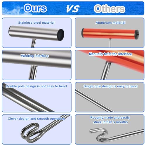 2 Pack Stainless Steel Fishing Hook Remover，Push/Pull Hook Remover，Dehooker Tool,Anti-Lost Saltwater Dehooker Tool Shark Hook Remover - size: 17"