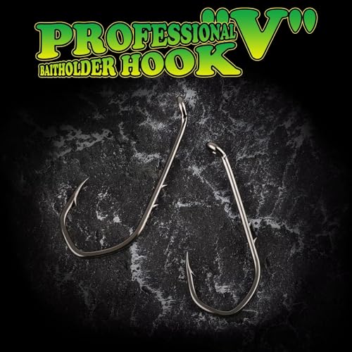 LUCKYFISHING Baitholder Fishing Hooks Saltwater Freshwater 100/80/70/60pcs Professional V Bait Holder Hooks for Bass Trout Crappie Soft Live Baits Black Red with Size 1 2 4 6 8 1/0-6/0 - color: Black, size: Size: 6#-100pcs
