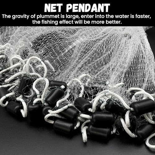 Fishing Cast Net Saltwater Casting Net 3/8 Mesh with Heavy Duty Black Weights Monofilament Throw Nets for Fishing Bait with Bag 4FT 5FT 6FT 8FT 10FT 12FT Radius - size: 3/8 Mesh, 10Ft