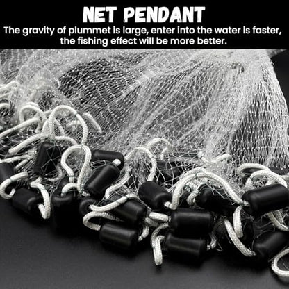 Fishing Cast Net Saltwater Casting Net 3/8 Mesh with Heavy Duty Black Weights Monofilament Throw Nets for Fishing Bait with Bag 4FT 5FT 6FT 8FT 10FT 12FT Radius - size: 3/8 Mesh, 10Ft