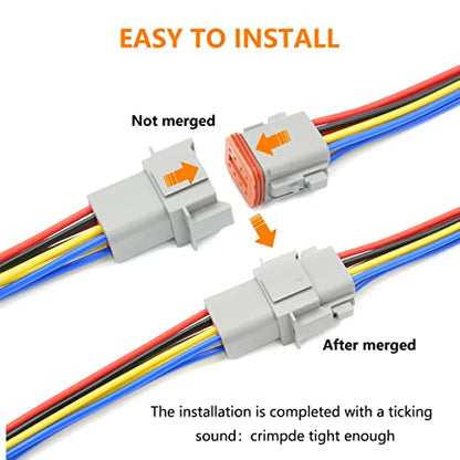 4 Set 8 Pin DT Connector Waterproof Automotive Electrical Butt Connector 16 AWG Wire Connectors Kit with Waterproof Heat Shrink Tubing for Car Truck Boat, 4 Kits (E- 8Pin Wiring 4Pair)… - size: DT Connector 4 Sets 8 Pin