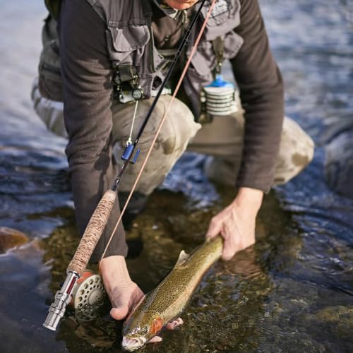 Fiblink Fly Fishing Rod 4 Piece Travel Fly Rod with Fishing Case,Carbon Blank Moderate Fast Action,7'6" 3/4wt to 10' 9/10wt Fishing Pole for Streams,Rivers,Lakes - size: Size:9'-5/6WT-4sec-M.F