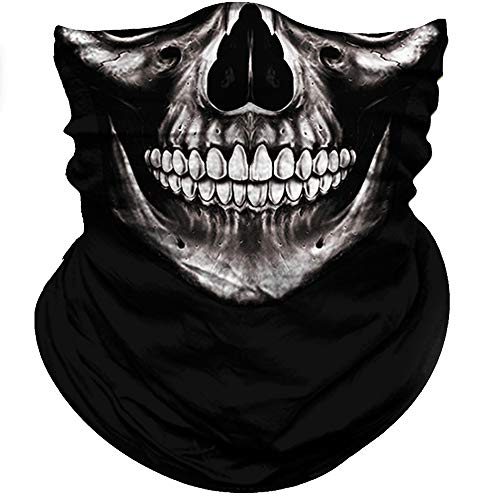 Obacle Bandana Face Mask Neck Gaiter Tube Mask Men Women for Sun Dust Protection - color: Skull Neat Teeth Black Face