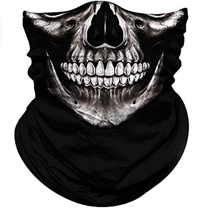 Obacle Bandana Face Mask Neck Gaiter Tube Mask Men Women for Sun Dust Protection - color: Skull Neat Teeth Black Face