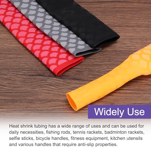 MECCANIXITY 4Pcs 3.3ft 1.2" Dia Heat Shrink Tubing for Fishing Rods, 30mm 1.8:1 Fish Scale Pattern Heat Shrink Wrap Handle Rod Grip with Anti-Slip Waterproof Insulation, Yellow - color: Yellow, size: 30mm
