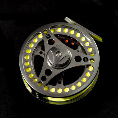 EX-ALC Fly Reel 3/4 5/6 7/8 9/10WT CNC Machined Large Arbor Aluminum Fly Fishing Reels Silver/Gunsmoke Fly Reels - color: Fluo Yellow Fly Line, size: 3/4WT Fly Reel