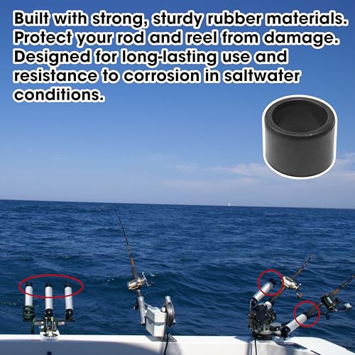 10PCS Rod Holder Insert Sleeves Cap, Fit 2" (49-51mm) Tube with 2mm Wall Thick, Rubber Fishing Rod Holder Cap, Tackle Caps Kit, Insert Protectors for Pole Rest Rack (Black)