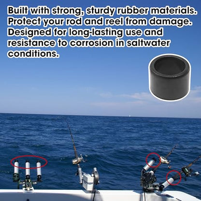 10PCS Rod Holder Insert Sleeves Cap, Fit 2" (49-51mm) Tube with 2mm Wall Thick, Rubber Fishing Rod Holder Cap, Tackle Caps Kit, Insert Protectors for Pole Rest Rack (Black)