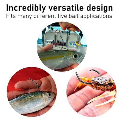 Dr.Fish 30 Pack Circle Hooks 3X Strong in-Line for Saltwater & Freshwater, Live Bait Non-Offset Fishing Hooks for Striper, Catfish, Mackerel, Bass, Tuna - size: #9/0-30 Pack
