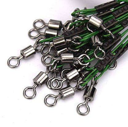 Fishing Wire Leader Rigging 150LB: 10pcs Stainless Steel Pike Fishing Leader Line Rig
