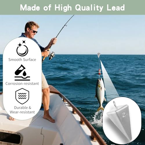 Pyramid Sinkers -18 Pieces - Tangle-Free Saltwater Surf Fishing Weights with 2PCS Sinker Slider for Ocean, Beach, Pier Fishing Gear Tackle - style: 18pcs-2oz