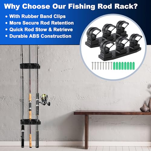 2X Magnetic Fishing Rod Holder, Magnetic Fishing Pole Storage Rack for Car Boat Truck Pickup Bed Wall Garage Door, W/ EVA Foam, Horizontally