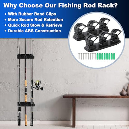 2X Magnetic Fishing Rod Holder, Magnetic Fishing Pole Storage Rack for Car Boat Truck Pickup Bed Wall Garage Door, W/ EVA Foam, Horizontally