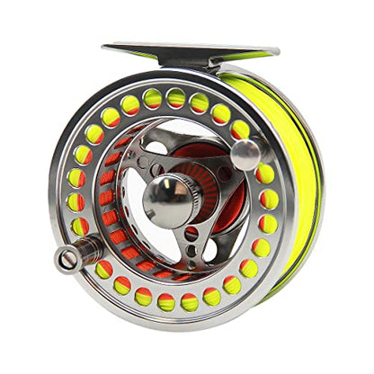 EX-ALC Fly Reel 3/4 5/6 7/8 9/10WT CNC Machined Large Arbor Aluminum Fly Fishing Reels Silver/Gunsmoke Fly Reels - color: Fluo Yellow Fly Line, size: 7/8WT Fly Reel