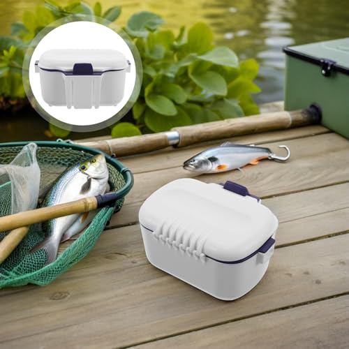 Double-Layer Worm Bait Storage Box White, Insulated Live Fishing Bait Holder Container for Red Maggots, Portable Fishing Accessories for Outdoor Anglers
