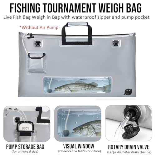 THKFISH Fish Tournament Weigh in Bag for Bass Fishing with Leakproof Zipper | Heavy Duty Live Fish Bags for Caught Fish with Waterproof Zipper and Mesh Liner,Puncture Resistant - color: Silver-32×19.7in