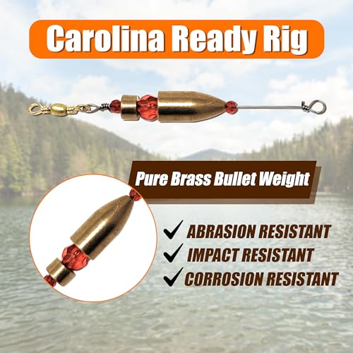 Reaction Tackle Carolina Rigs for Bass Fishing- Freshwater Saltwater - Brass Pre Rigged Kit- Fishing Weights Barrel Sinkers 6-Pack - color: Black, size: 3/4 Oz