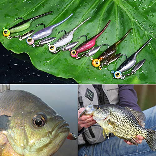 Crappie-Baits- Plastics-Jig-Heads-Kit-Shad-Minnow-Fishing-Lures-for Crappie-Panfish-Bluegill-40 &135 Piece Kit - color: BABY SHAD 40 pc.KIT COMBO 1