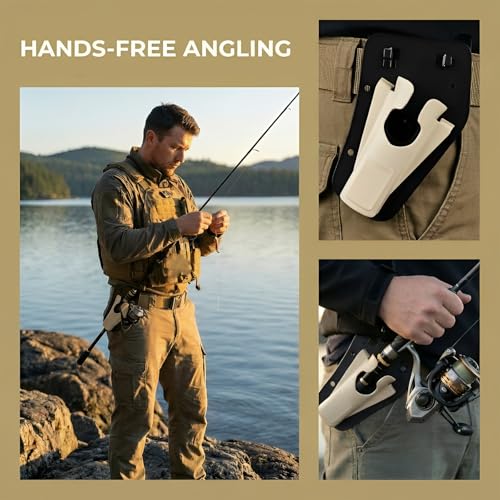 Fishing Rod Holster for Belt – Hands-Free Rod Holder for Fly Fishing, Shore Fishing & Bank Fishing, Universal Fishing Belt Clip, Quick Release Design