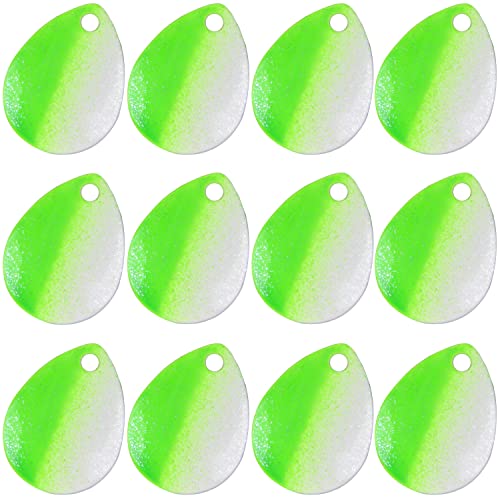 35pcs Fishing Spinner Blades Colorful Colorado Blades Kit Lure Making Supplies Easy Spin Fishing Spoons for DIY Inline Spinner Spinnerbaits Walleye Rig Freshwater Saltwater - color: Green & White