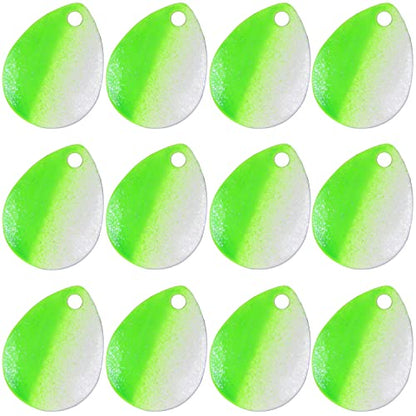 35pcs Fishing Spinner Blades Colorful Colorado Blades Kit Lure Making Supplies Easy Spin Fishing Spoons for DIY Inline Spinner Spinnerbaits Walleye Rig Freshwater Saltwater - color: Green & White