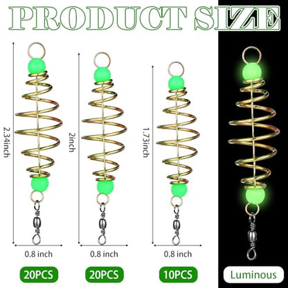 Wonderjune 50/30 Pcs Carp Rig Luminous Carp Fishing Equipment Bait Holder Metal Fishing Feeder Basket Multisize Olive Shape Summer for Freshwater Lures Basket Mullet Accessories - size: 2.34",2",1.73"