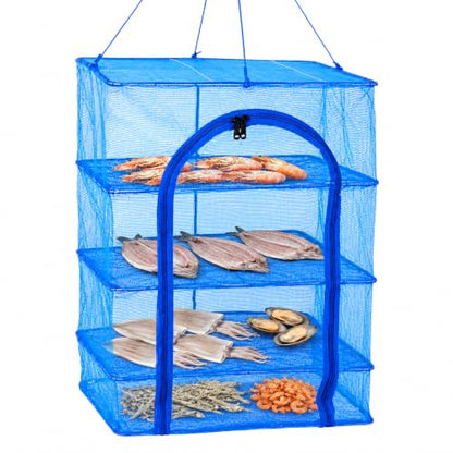 Toddmomy Foldable Fish Drying -Layer Hanging Mesh Dryer for Shrimp Fish Fruit Vegetables Lightweight Quick-Dry Cage with Buckle 25.98 X 15.74 X 15.74 in for Indoor Outdoor Use