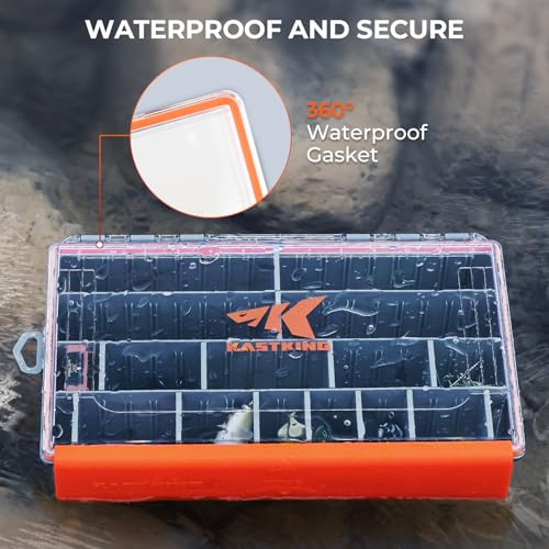KastKing HyperSeal Waterproof Tackle Box, 3700 Deep Tackle Trays, Fishing Tackle Box Organizer With Removable Dividers, Fishing Gear & Fishing Accessories Storage, 2 Packs - size: 3700 Deep(2 Packs with compartment)