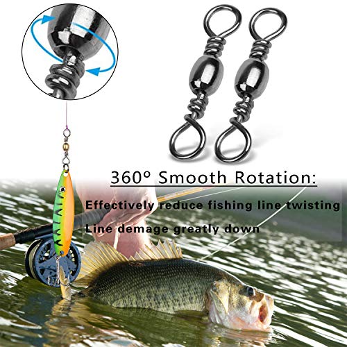 Shaddock Fishing 300pcs Barrel Swivels Fishing Tackles Saltwater Freshwater - color: 300pcs Black Gold Swivels